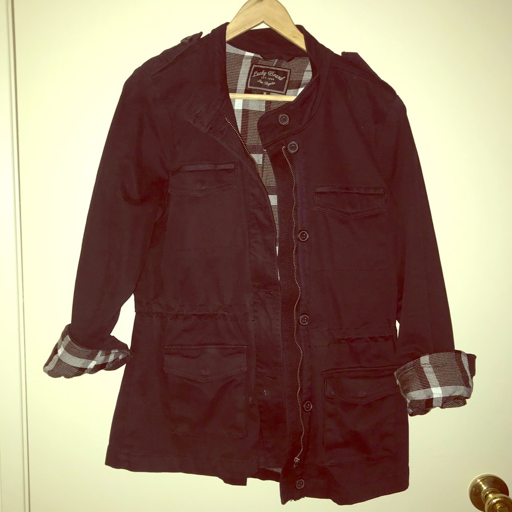 Navy and Plaid-lined Lucky Brand Jacket